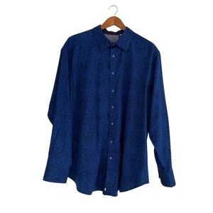 Robert Graham Mens Damask Button Down Shirt XL Blue Black Quiet Luxury Baroque